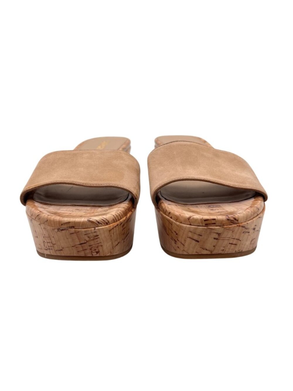 Stuart Weitzman Cork Summer Wedge Platform Sandals Beige Suede Slip-On 6.5B NEW - Picture 11 of 13